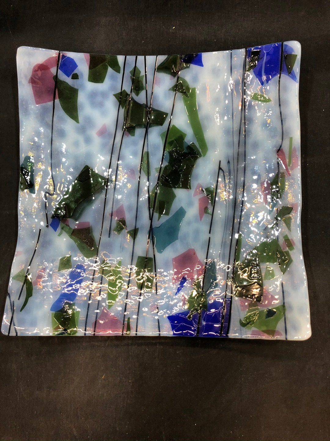 Fused Glass Confetti Sushi Plate Etsy