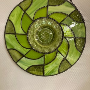 Green antique plate round panel