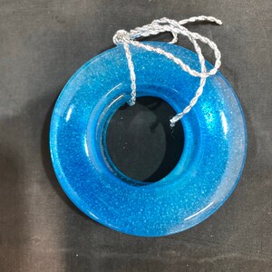 Fused glass aqua blue napkin rings and candle holder