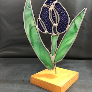 Stained glass blue flower