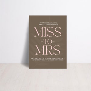 Bridal Shower Invitation Template, Editable, Printable Bridal Shower Invitation Card, Miss to Mrs Invite, Instant Download, DIY Canva Modern