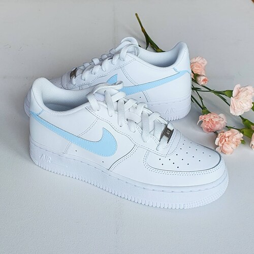 Baby Blue Tick Hand-painted Custom Nike Air Force 1. for - Etsy UK