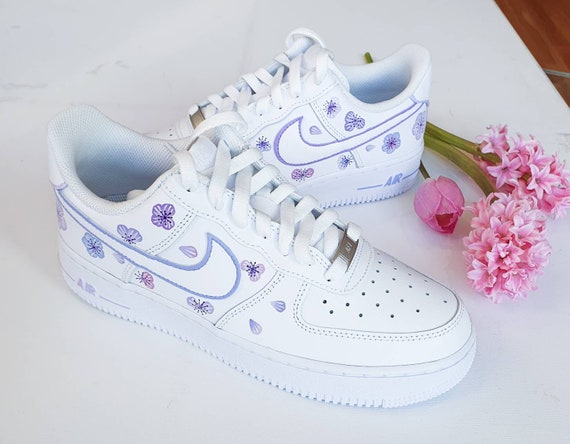 Fiori blu e viola Nike Air Force 1. Sneakers personalizzate | Etsy Italia