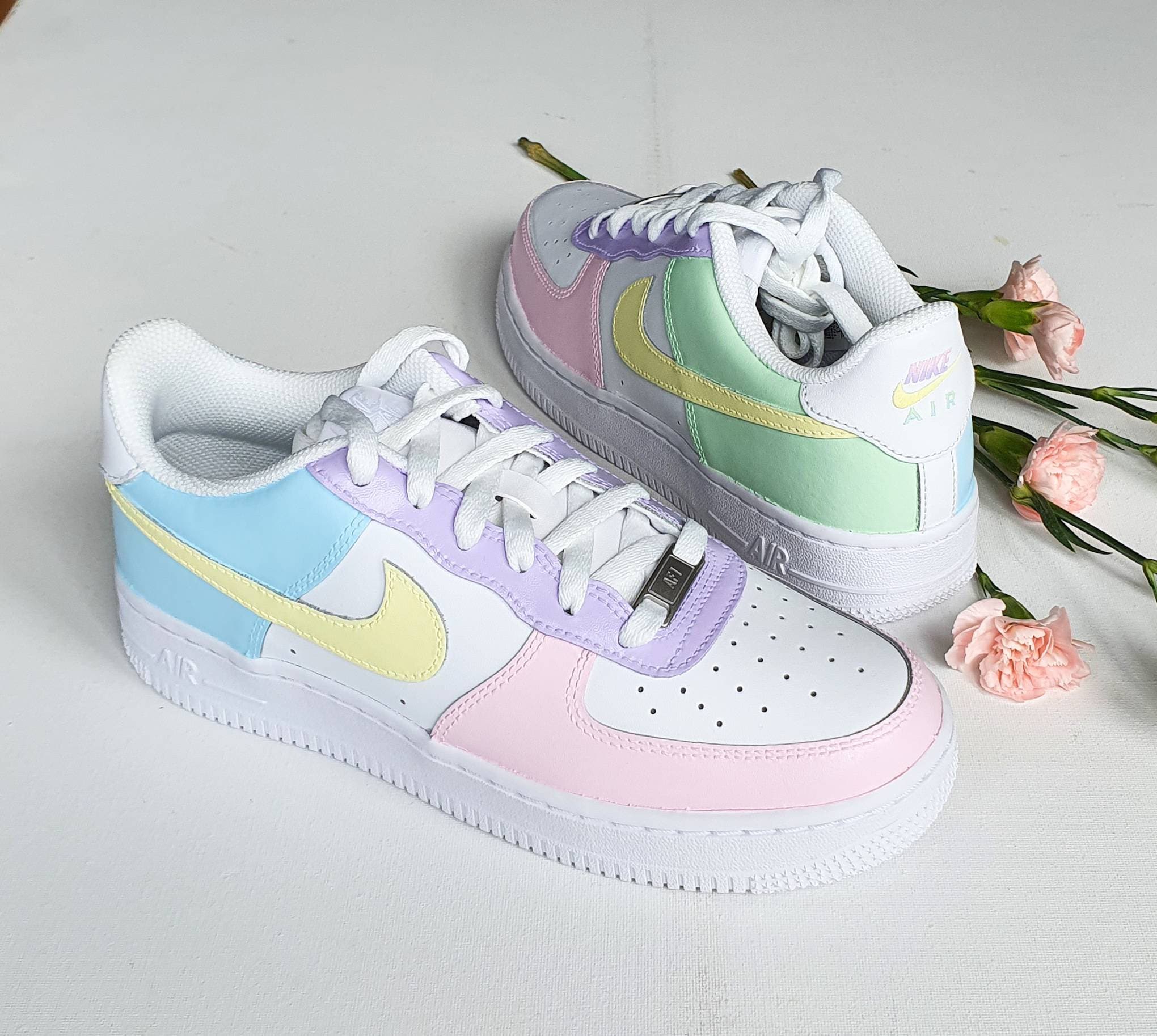 Pastel Colours Custom Nike Air Force 1 Hand-painted Sneakers | Etsy