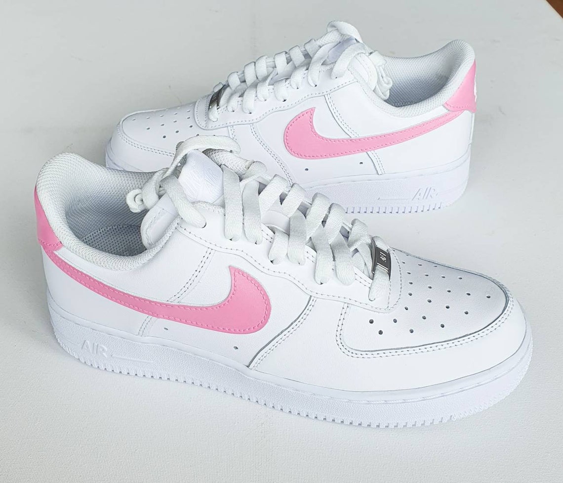 Pink: Painted Tick and Back Design. Custom Nike Air Force 1. | Etsy