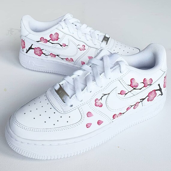 Cherry Blossom Design: White Nike Air 