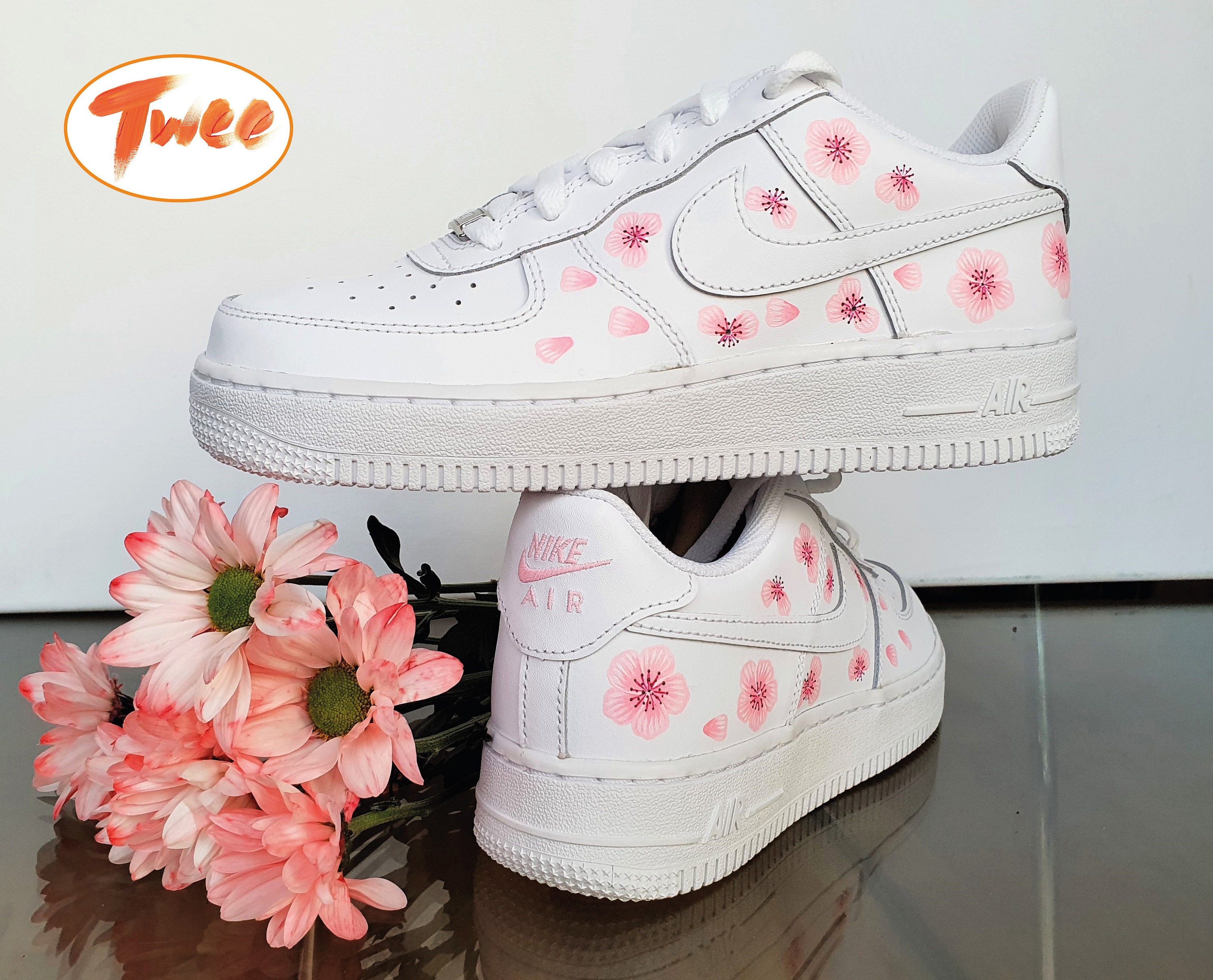 Cherry Blossom Air Force 1. permanent hand-painted custom | Etsy