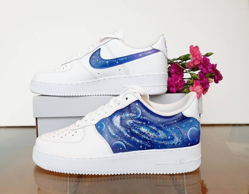 Planets and Galaxy Swirl Custom painted Nike Air Force. Stars | Etsy