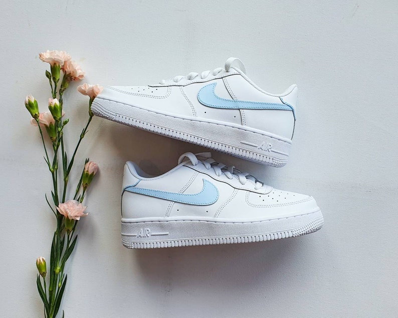 Baby blue tick Hand-painted Custom Nike Air Force 1. For | Etsy