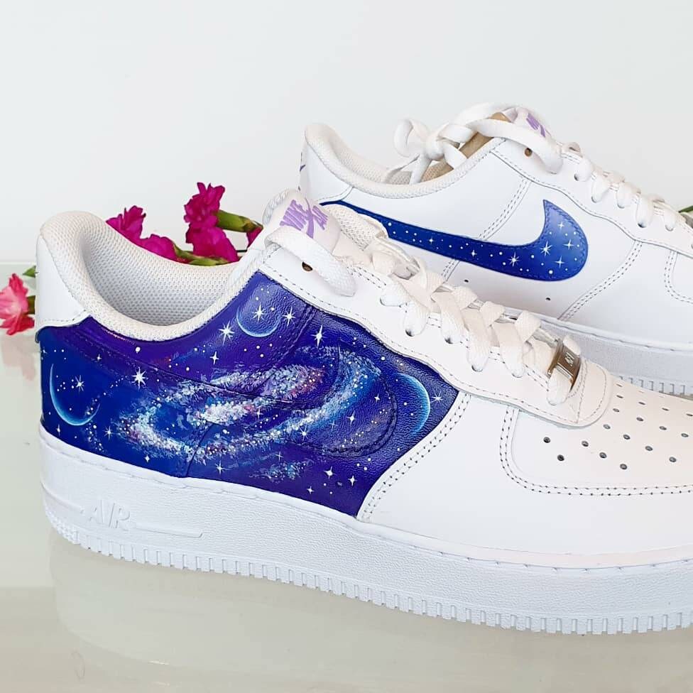 Planets and Galaxy Swirl Custom painted Nike Air Force. Stars | Etsy