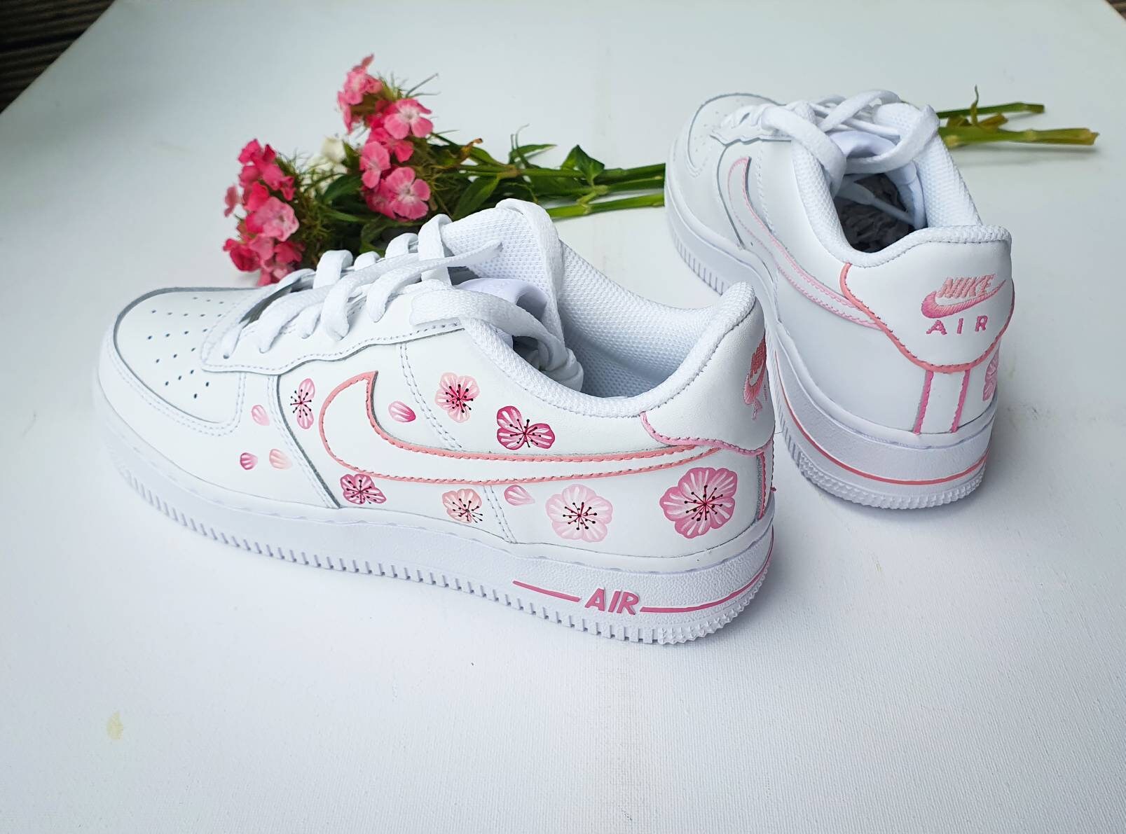 Multi-pink flowers: Hand-painted Custom Nike Air Force 1. For | Etsy