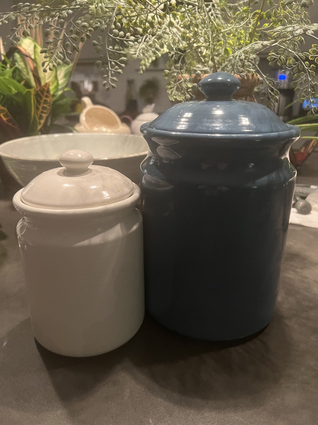 Set of Two Ceramic Canisters Etsy