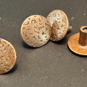 Lot of Four Vintage Metal Hammered Copper Color Cabinet Knobs