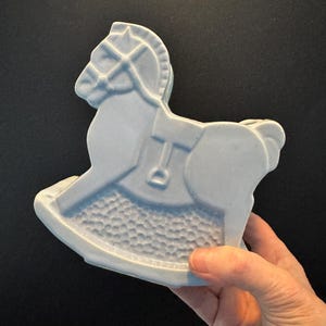 Vintage Baby Blue Shawnee Pottery Ceramic Rocking Horse Planter