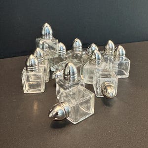 Mini Glass Salt and Pepper Shakers with Stainless Tops - Individual Sets