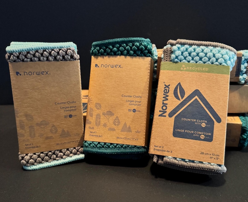 Norwex Counter Cloths (Set of 3) - Sea Mist, Navy, & Teal - Thumbnail 4
