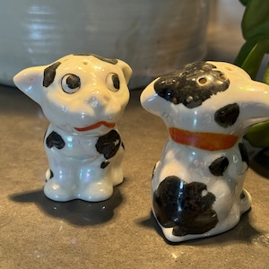Vintage Ceramic Lusterware Bonzo Dog Set of Salt and Pepper Shakers