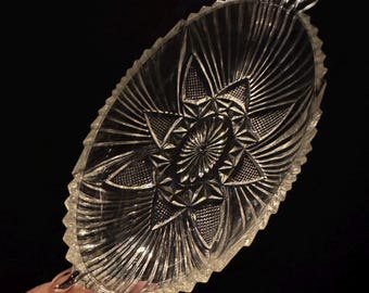 Hazel Atlas Clear Glass Relish Dish with Handles