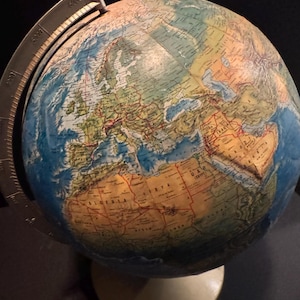 Rand McNally World Portrait Globe - Marked Reliance Electronic and Engineering on Base