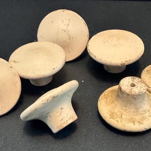 Lot of Seven Vintage Wooden Round Cabinet Knobs
