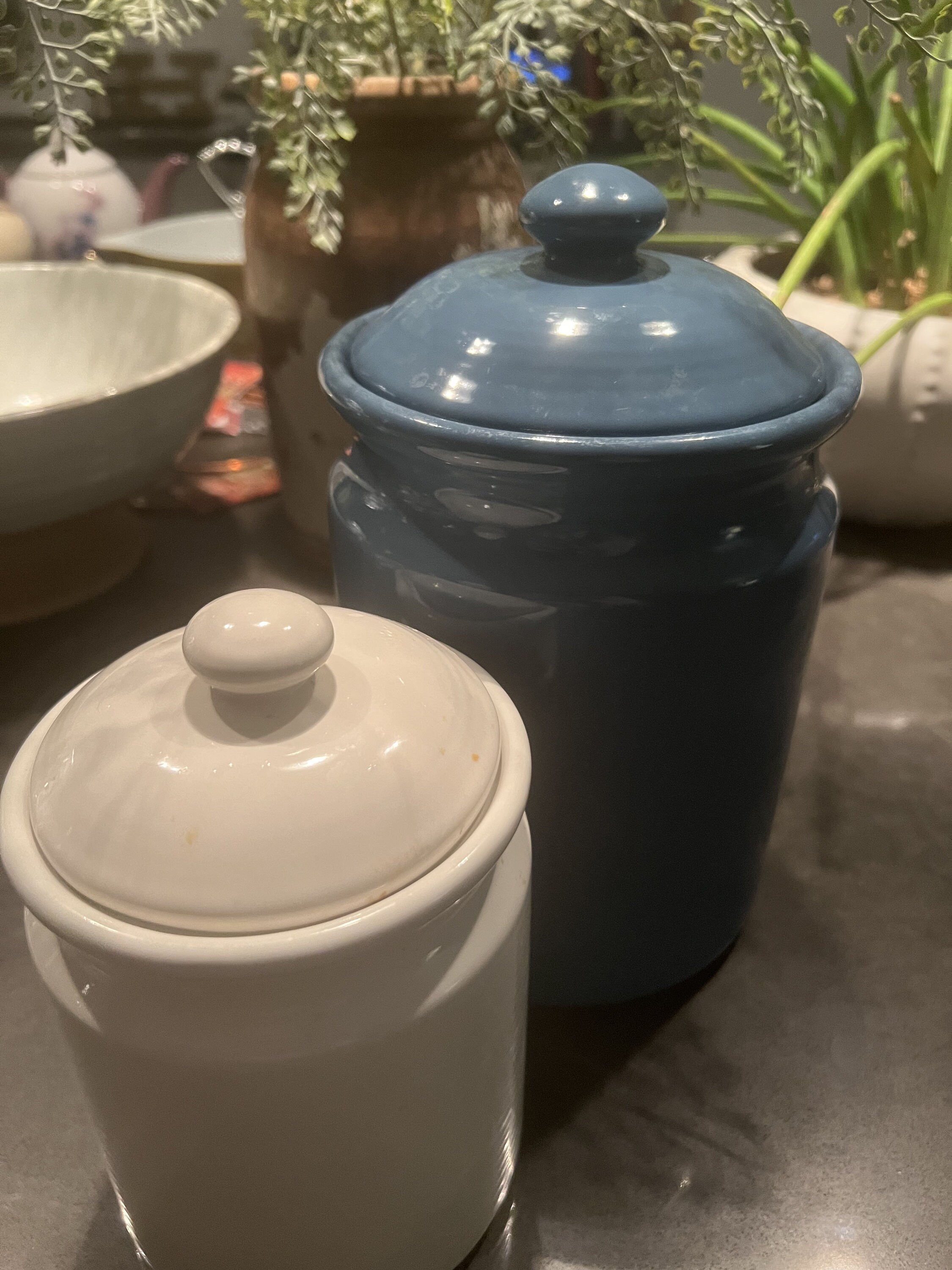 Set of Two Ceramic Canisters Etsy