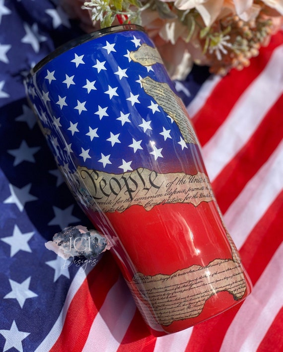 Constitution tumbler cup Trump Patriotic Flag