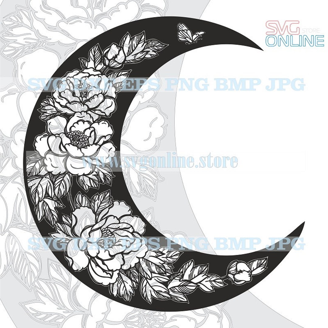 Flower Moon SVG Dxf Png Clipart Vector Cricut Cut Cutting Cnc - Etsy UK