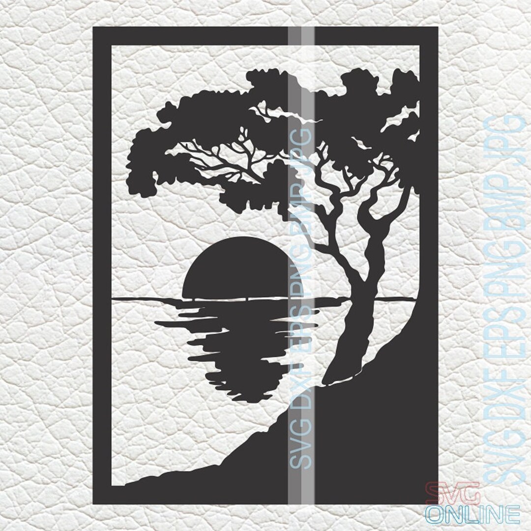 Landscape and Moon SVG Dxf Png Clipart Vector Cricut Cut Cutting Cnc ...