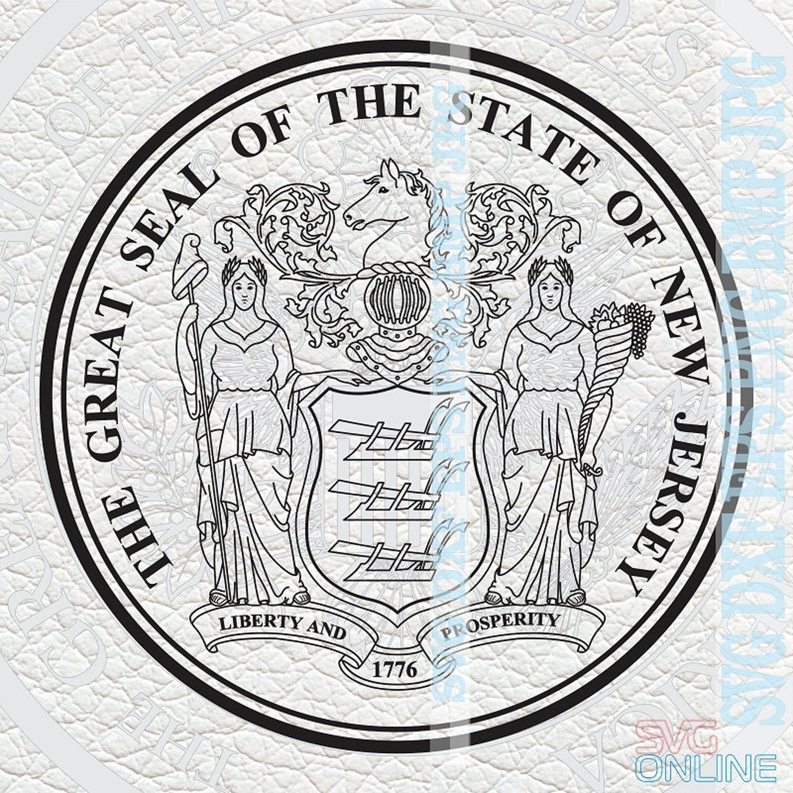 New Jersey State Seal SVG Dxf Png Clipart Vector Cricut Cut Etsy