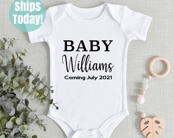 Baby Announcement Bodysuit, Cute Baby Announcement, Pregnancy Announcement, Personalized Baby Announcement, Custom Baby Announcement