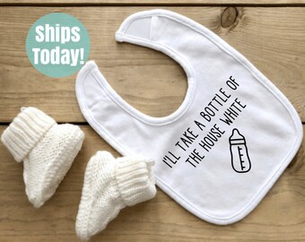 I'll take a bottle of the house white baby bib - funny baby bib - baby shower gift - funny baby gift - wine humor - custom bib