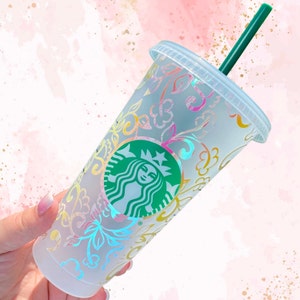 Vintage Floral Starbucks Cold Cup, Venti Starbucks Tumbler, Floral Starbucks Cup, Holographic Starbucks Flower Print, Coffee Gift for Her