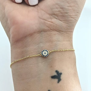Evil eye bracelet, dainty evil eye bracelet, ojos turco bracelet, pulsera evil eye, sterling silver, evil eye