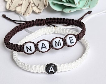 Custom Initial Bracelet: Acrylic Name Bracelet, Friendship Jewelry