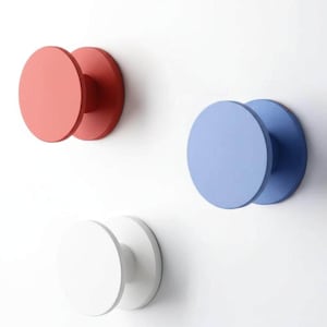 Colorful round wall hooks: modern geometric decor image 2