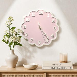 Scallop edge acrylic wall clock with raised numbers — laser cut, custom colors