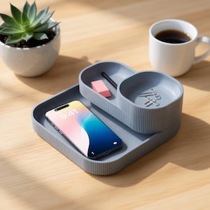 Stackable Ribbed Desk Trays Set | Modern Office Storage System