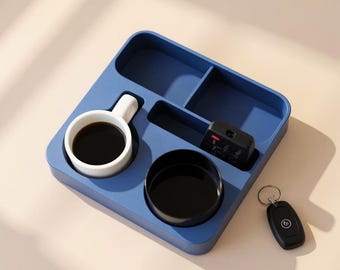 Coffee Table Caddy Organizer  Living Room Storage  Remote Control Holder with Cup Holders
