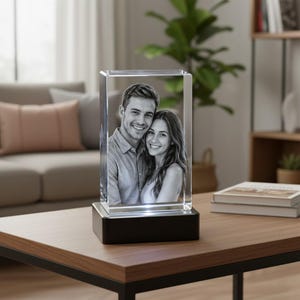 Custom 3D Crystal Photo Portrait Keepsake | Personalized K9 Engraved Keepsake (50x50x80mm)