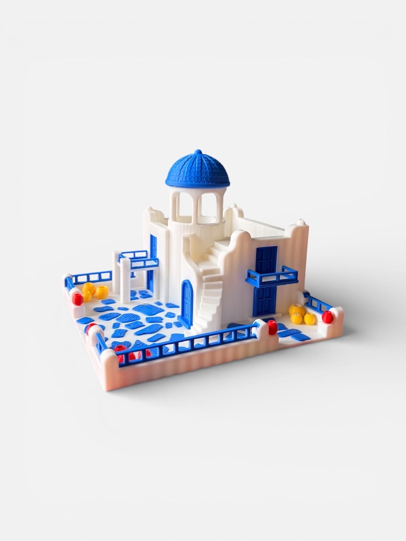 Santorini Greece Miniature | Mediterranean Home Decor | Greek Island Model | Travel Lover Gift White and Blue