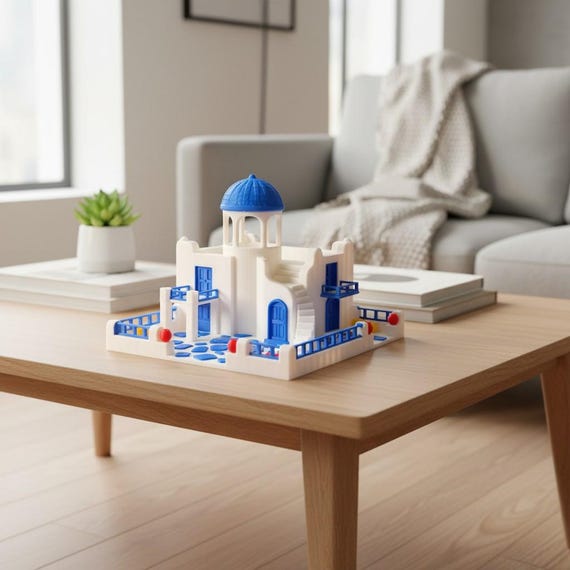 Santorini Greece Miniature | Mediterranean Home Decor | Greek Island Model | Travel Lover Gift