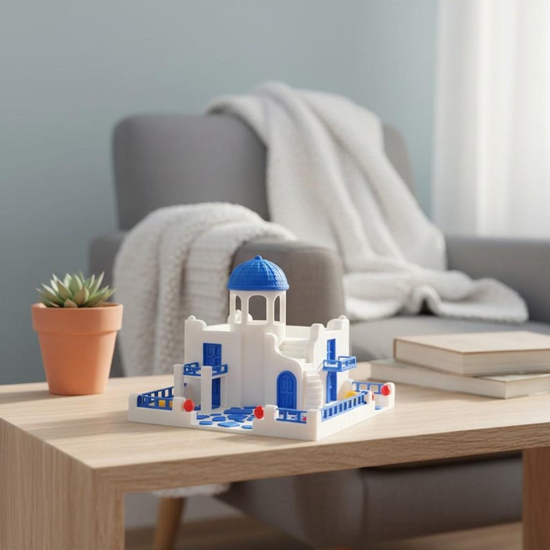 Santorini Greece Miniature | Mediterranean Home Decor | Greek Island Model | Travel Lover Gift image 5
