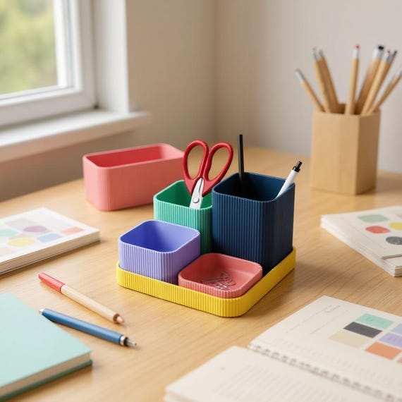 Modular Desk Organizer Set: Minimalist Office Caddy