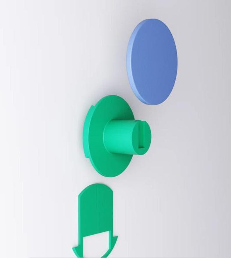 Colorful round wall hooks: modern geometric decor image 10