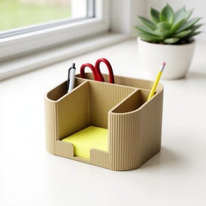 Modern Fluted Desk Organizer | Multi-Compartment Pen Holder | Minimalist Office Storage | Home Office Decor