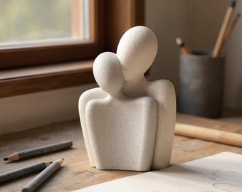 Couple Sculpture 5.5" tall: Minimalist Modern Love Art