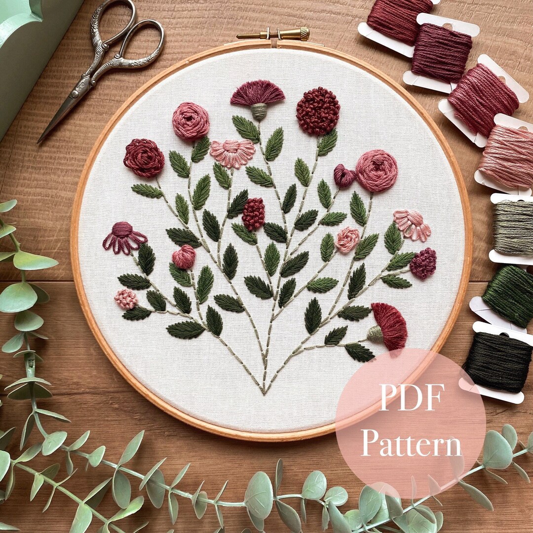A Blooming Bouquet | Floral Embroidery Pattern | Embroidery Hoop Art ...