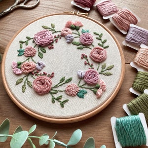 Floral Spring Wreath embroidery hoop art Physical Hoop 6 inch hoop image 6