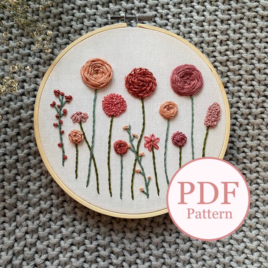 Wildflowers | Floral Embroidery Pattern | Embroidery Hoop Art PDF ...