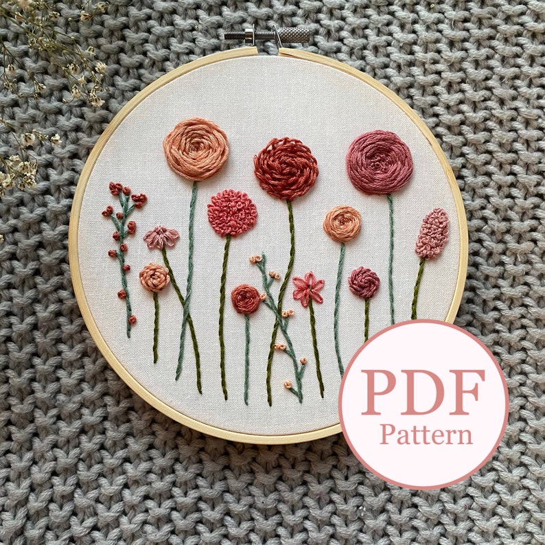 Wildflowers | Floral Embroidery Pattern | Embroidery Hoop Art PDF ...